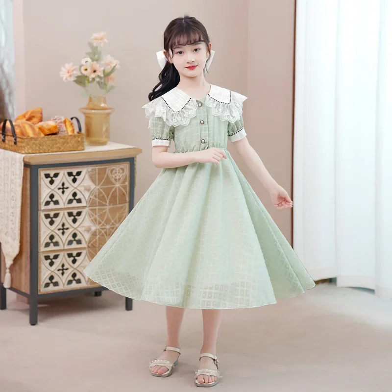 Стильное цветочное кружевное детское платье летнее Новое поступление для