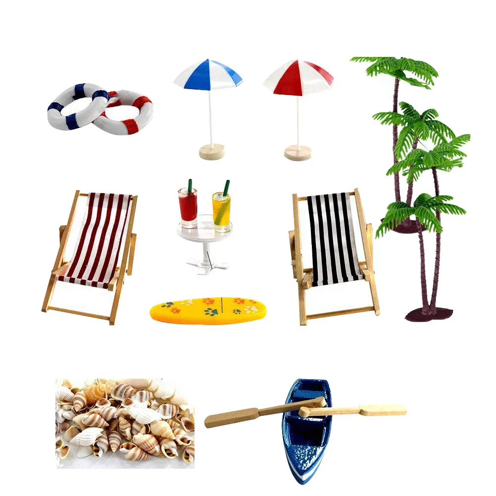 

Beach Miniature Ornament Figurines Decor Mini Garden Landscape Kit Micro Diy Resin Set House Ocean Summer Bonsai Toys Craft