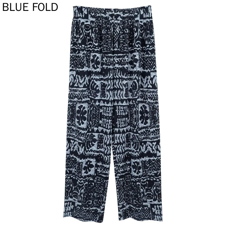 Брюки мужские прямые плиссированные с принтом на весну и лето