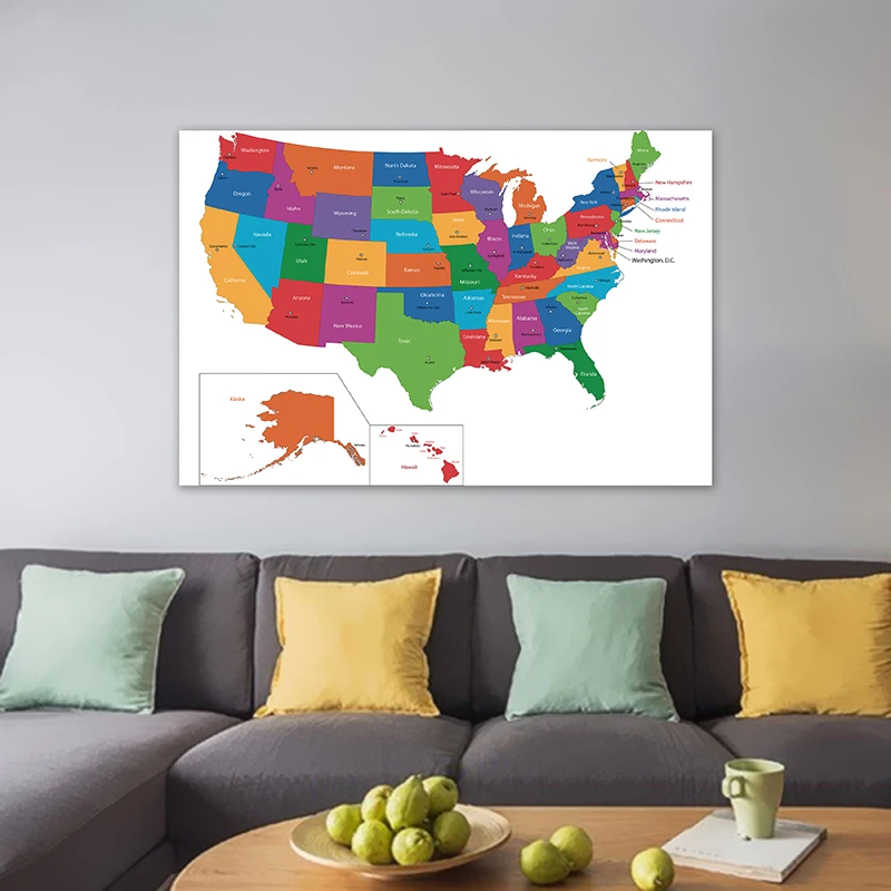 

Map of The USA 150*100cm Wall Posters Non-woven Canvas Painting Unframed Prints Classroom Supplies Living Room Home Decoration
