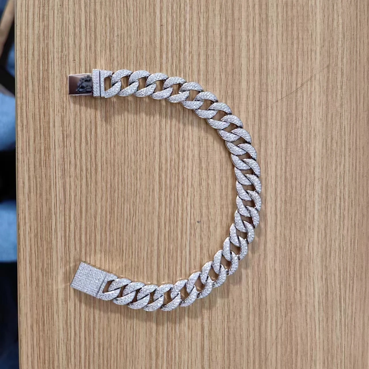 Мужской браслет из серебра 925 пробы с муассанитом 6-20 мм