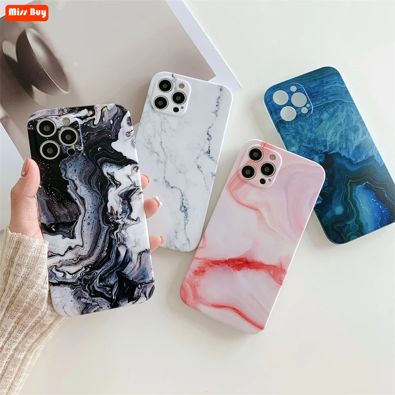 

Glitter Gradient Marble Texture Silicone IMD Soft Phone Case For iPhone 13 12 11 Pro Max 12 Mini X XS XR 7 8 Plus Cover Slim