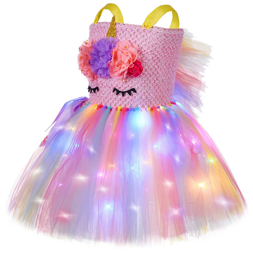 Костюм пони со светодиодной подсветкой и цветком единорога для девочек