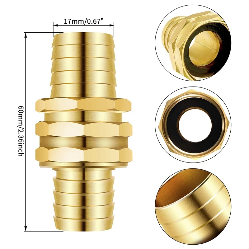 

4 Sets Brass 3/4 Inch Garden Hose Mender End Repair Male Female Connectors With Clamp