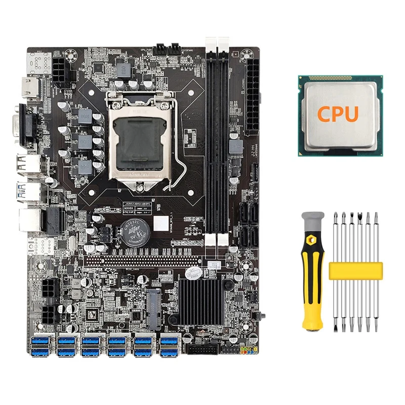 

Материнская плата B75 ETH для майнинга с 12 PCIE на USB3.0 + набор случайных ЦП + отверток LGA1155 MSATA DDR3 B75 BTC