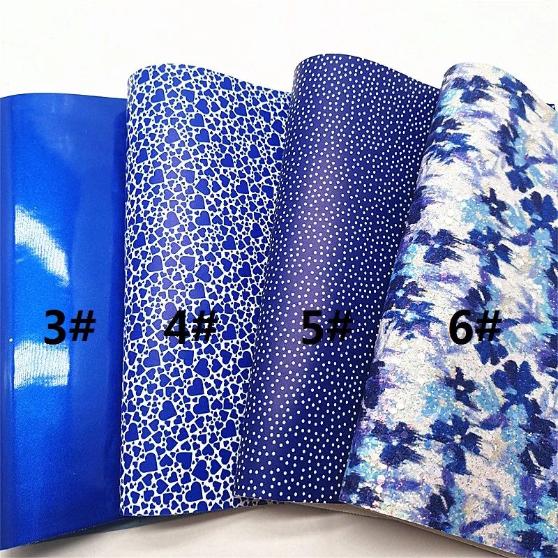 Синие листы из искусственной кожи с принтом сердца Шиммер блестящая кожа