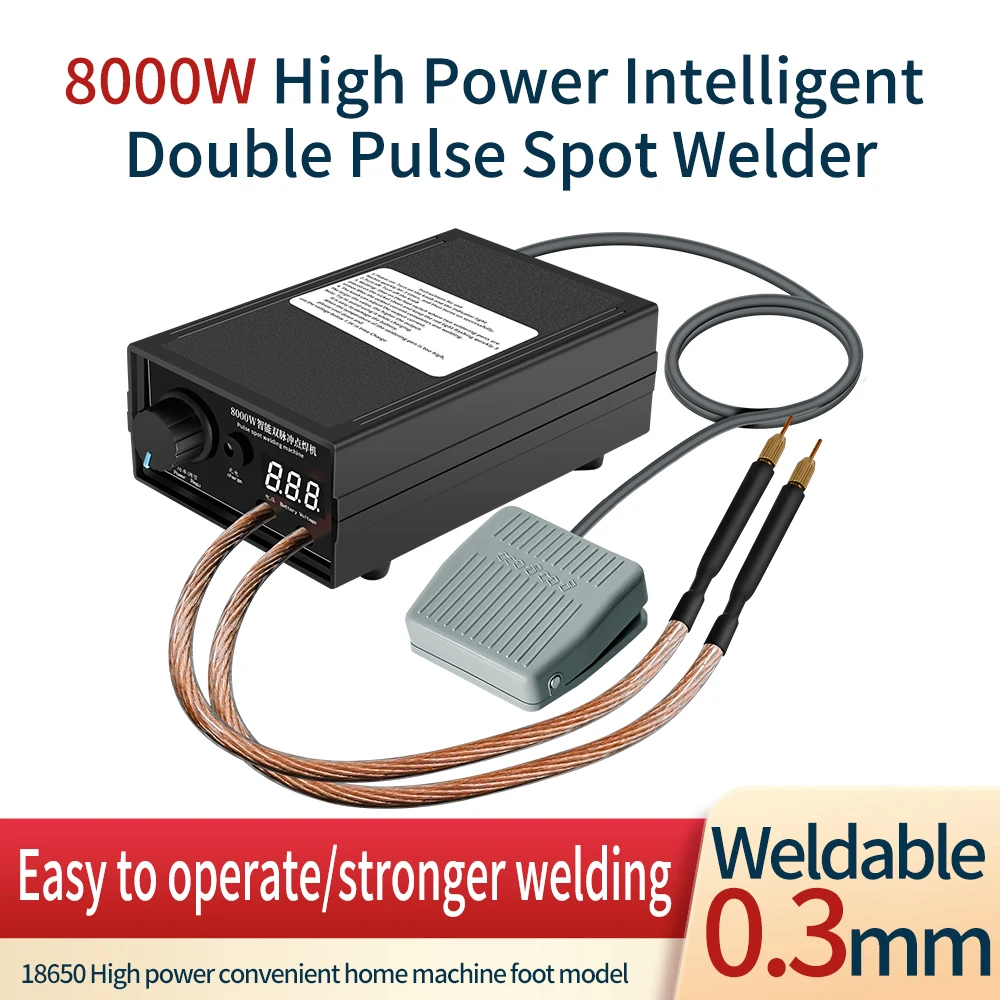 8000W Spot Welder High Power Portable Handheld Current Adjustable Spot Welder Machine for 18650 Battery 0.1-0.3mm Nickel Sheet