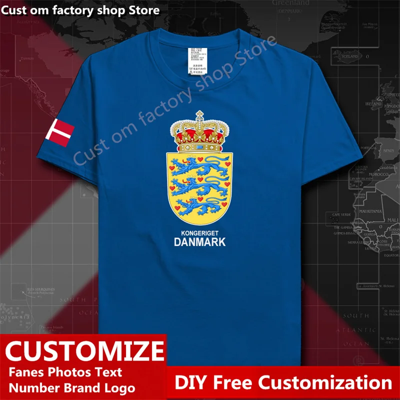 Дания Датская хлопковая футболка на заказ Джерси фанаты DIY Имя Номер логотип