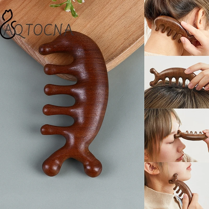 Массажная расческа из сандалового дерева меридиановая для кожи головы лица глаз