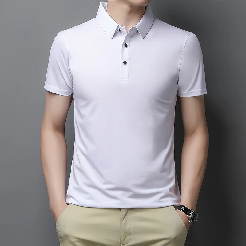 

Summer Business Casual Men's Solid Anti-Pilling Short Sleeve Cotton Polo Shirt Plus Size 5XL 6XL 7XL 8XL
