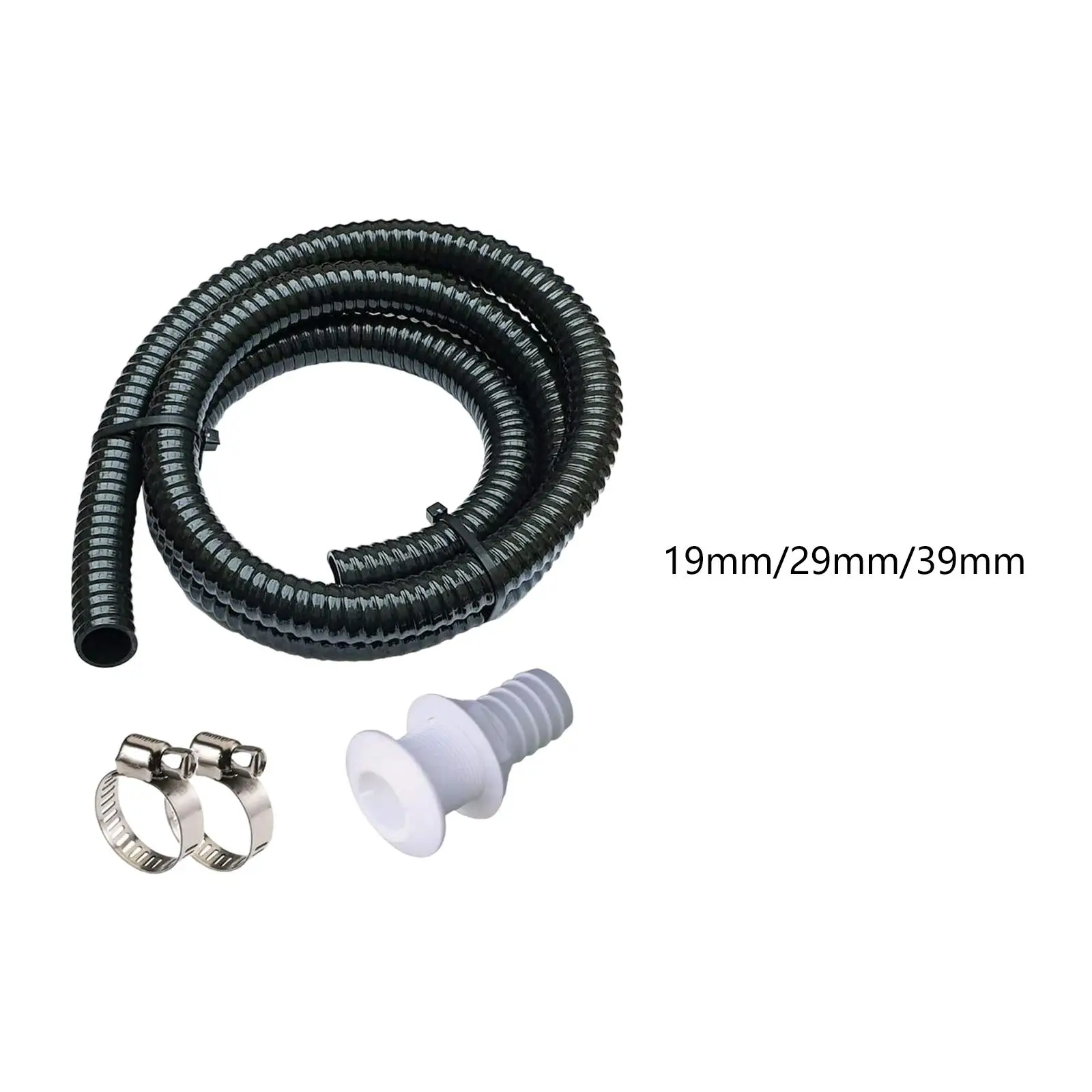 Установка морского трюмного насоса с 2 хомутами для шланга и сквозным фитингом.