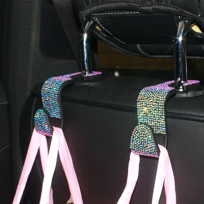 

Multifunctional Rhinestone Car Seat Headrest Hook Storage Holder Hanging Bag Organizer Auto Interior Decoration Accessories