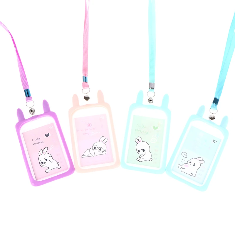1Pc Silicone Hanging Neck Transparent Cute Student Card Holder ID 2022 Lowest Price | & Note