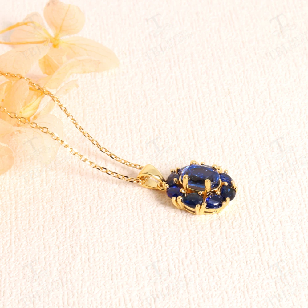 Ожерелье-подвеска из натурального синего кианита стерлингового серебра 925 пробы