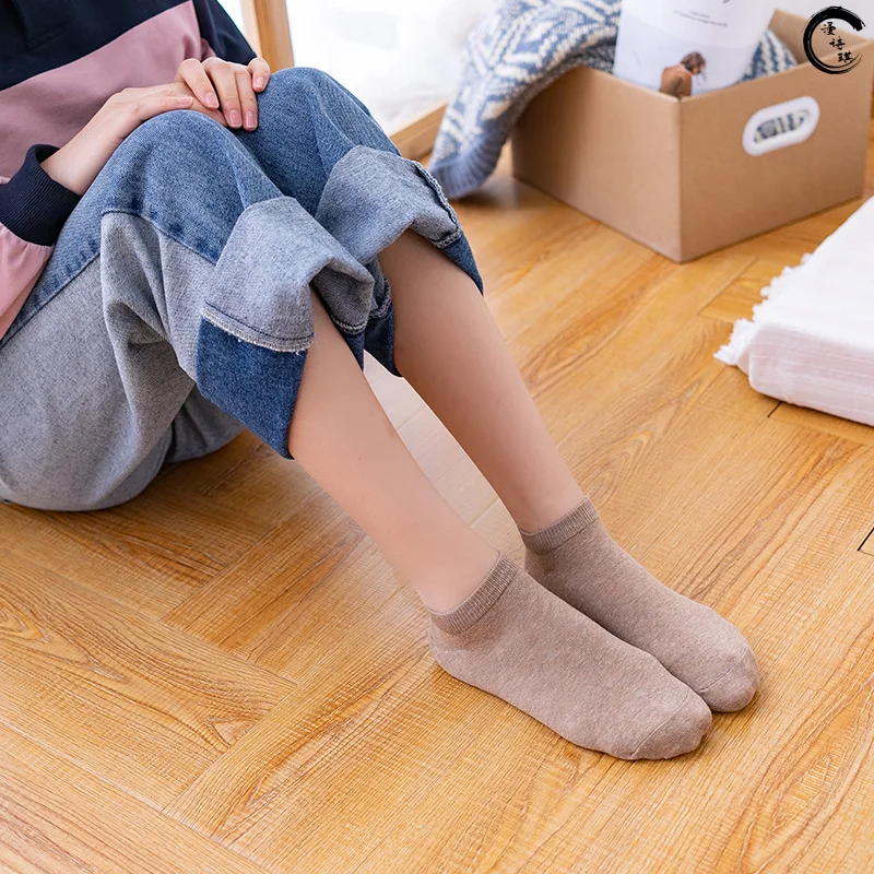 5 Pair Spring and Summer New Socks Wholesale All Cotton Women's Ten Colors Japanese Style Mingsu Wind Boat Socks Color