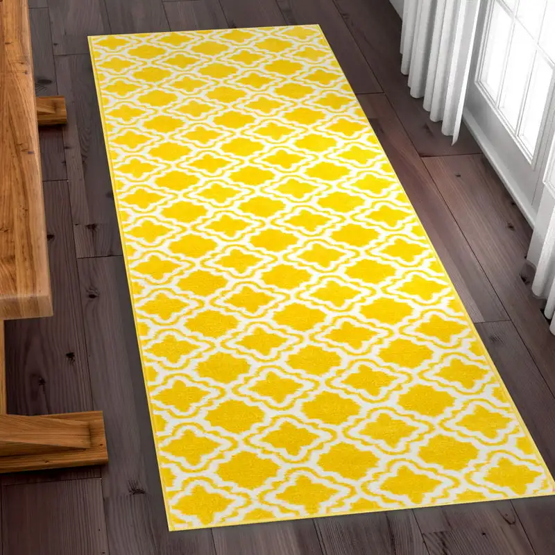 

Geometric Moroccan Runner Rug, Yellow, 2' x 7'3 Room decor cute Prayer mats muslim Mushroom Carpet Powerpuff girls Bleach Hallwa