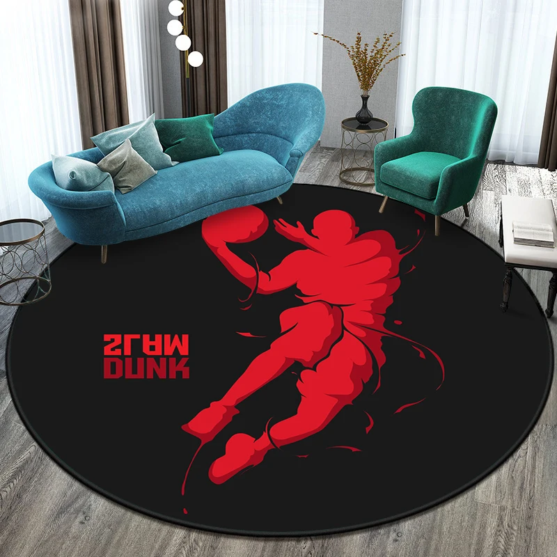 Basketball Silhouette Round Carpet for Living Room for Children Floor Circle Rug Yoga Mat Bedroom Esports Chair Mat Dropshipping