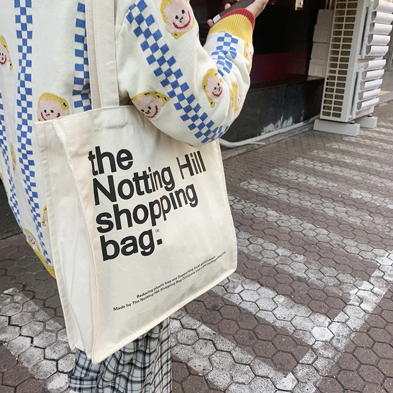 

Women Canvas Shopping Bag Notting Hill Books Bag Female Cotton Cloth Shoulder Bag Eco Handbag Tote Reusable Grocery Shopper Bags