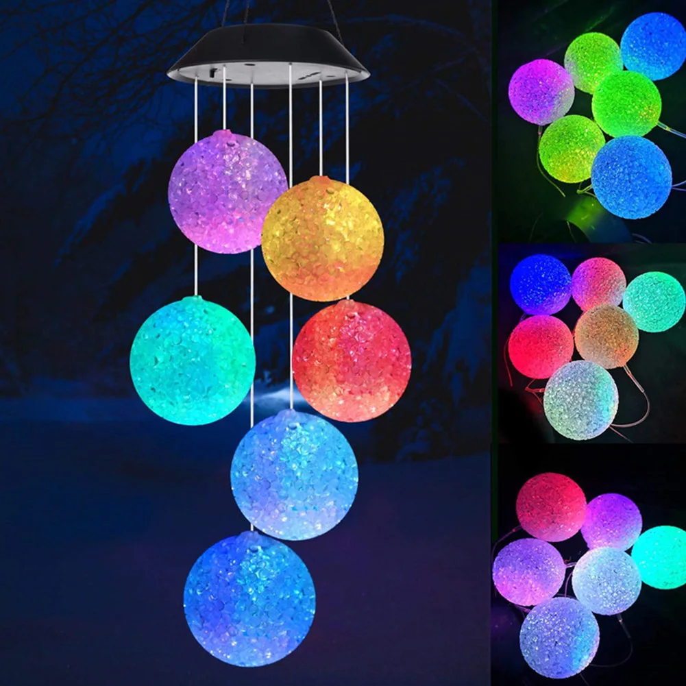 

Solar Colorful Round Ball Light Solar Wind Lamp Waterproof Outdoor Courtyard Garden Windows Wall Hanging Wind Bells Home Decor