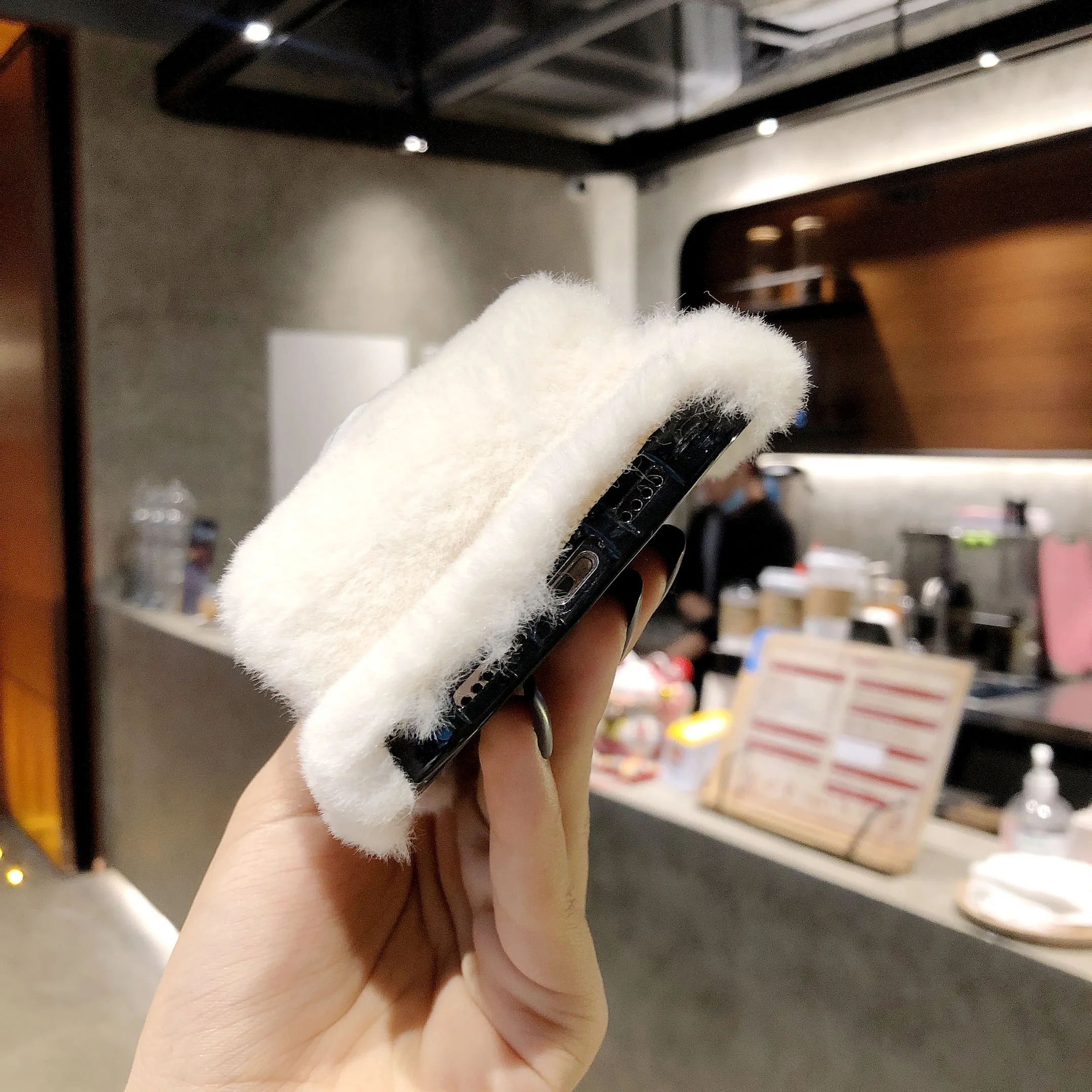 Теплый Пушистый Плюшевый чехол с маленьким медведем на запястье для телефона iPhone