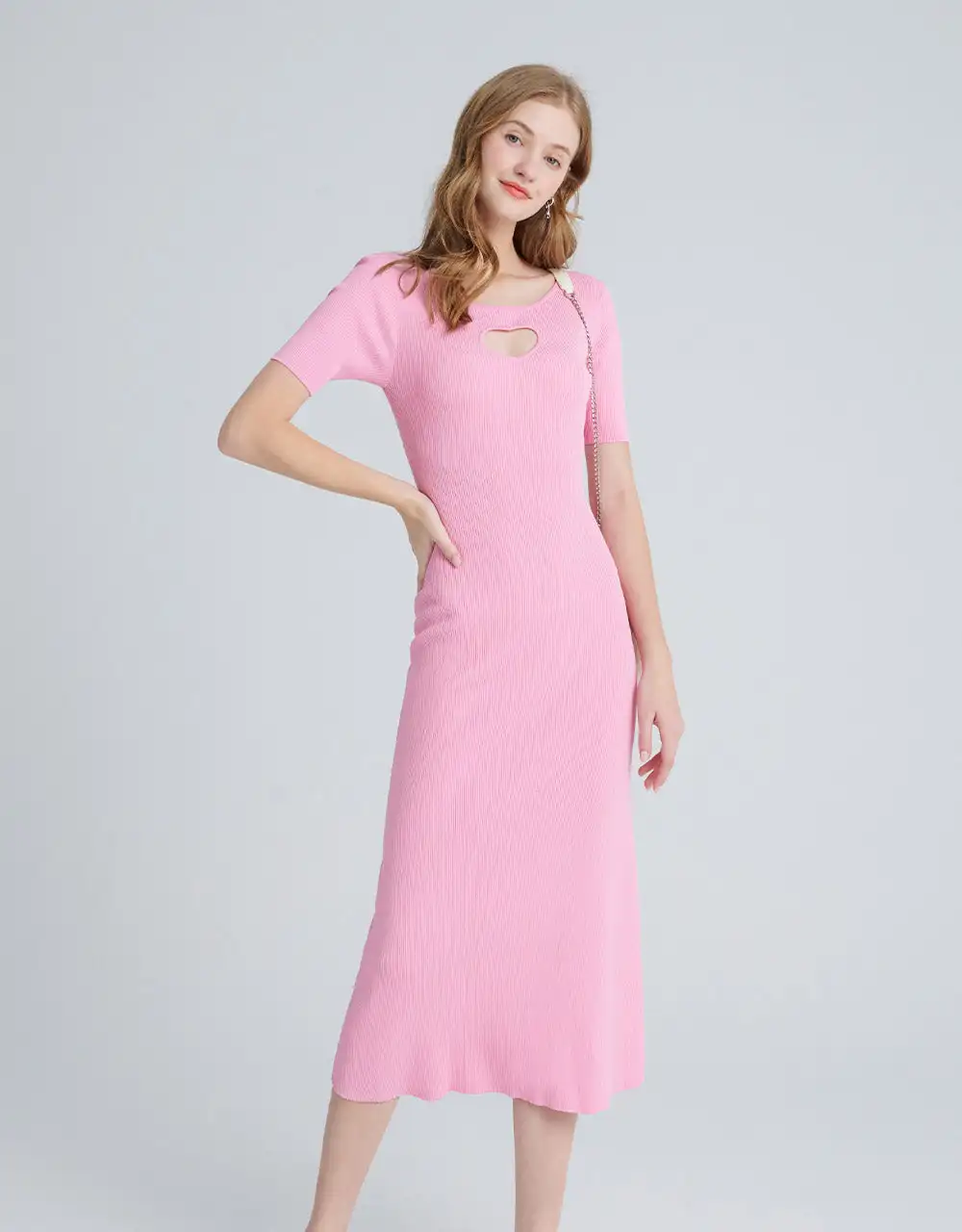 

Heart Cut Out Ribbed Knit Dress