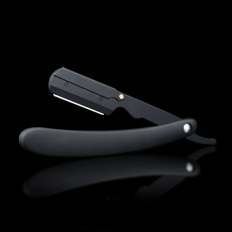 

Men Shaving Barber Tools Hair Razor Black Folding Shaver Knife Stainless Steel Straight razor Barbearia Holder Gift