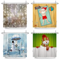 funny santa claus shower curtains waterproof bath curtain christmas snowflake snowman for bathroom home decor with hooks