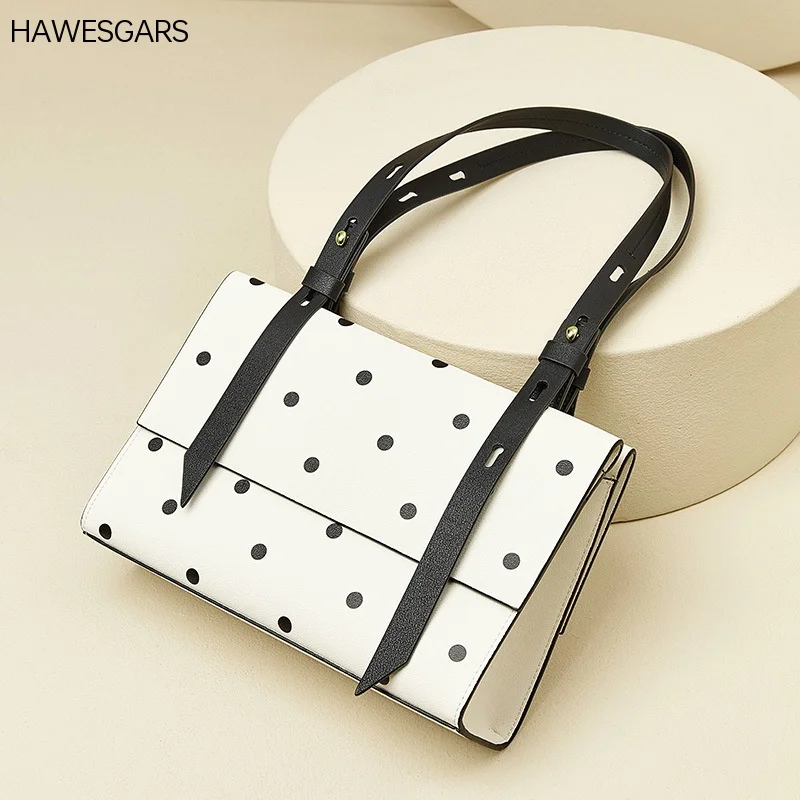 

Новая женская кожаная сумка-тоут hawescigar на плечо, тоут в горошек с подбором цветов, роскошная модная высококлассная универсальная сумочка большой вместимости