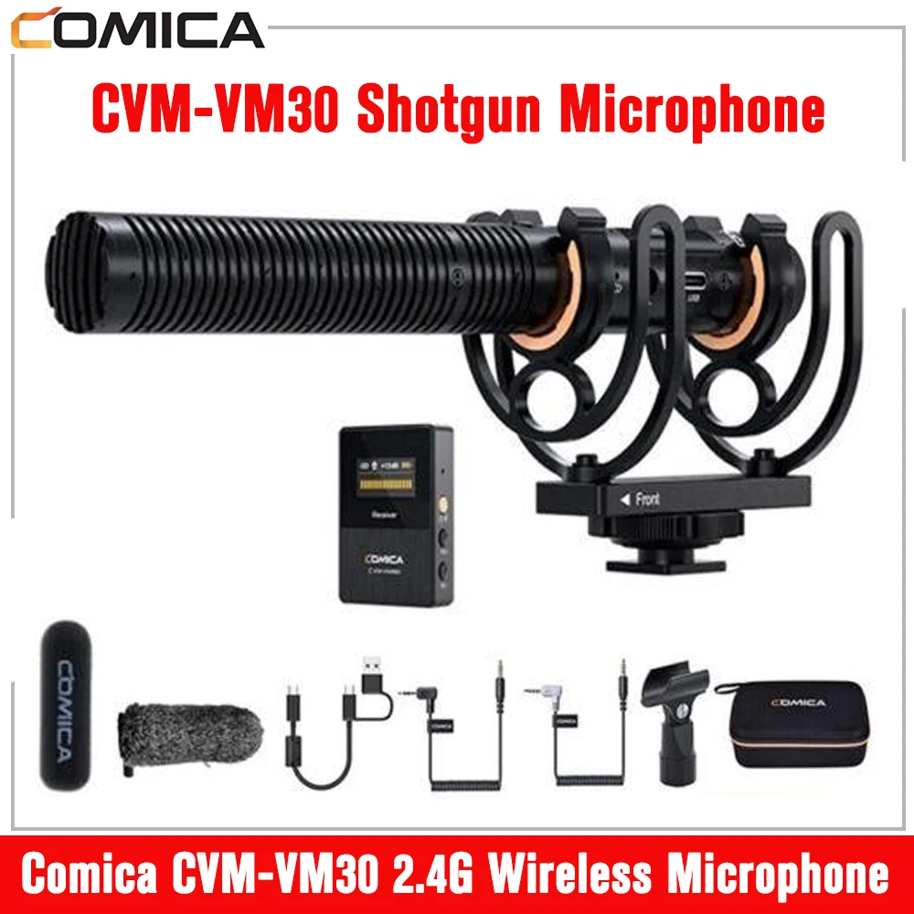 

Comica CVM-VM30 2,4G беспроводной микрофон, суперкардиоидный микрофон с противоударным креплением для Dslr камеры/смартфона/ПК
