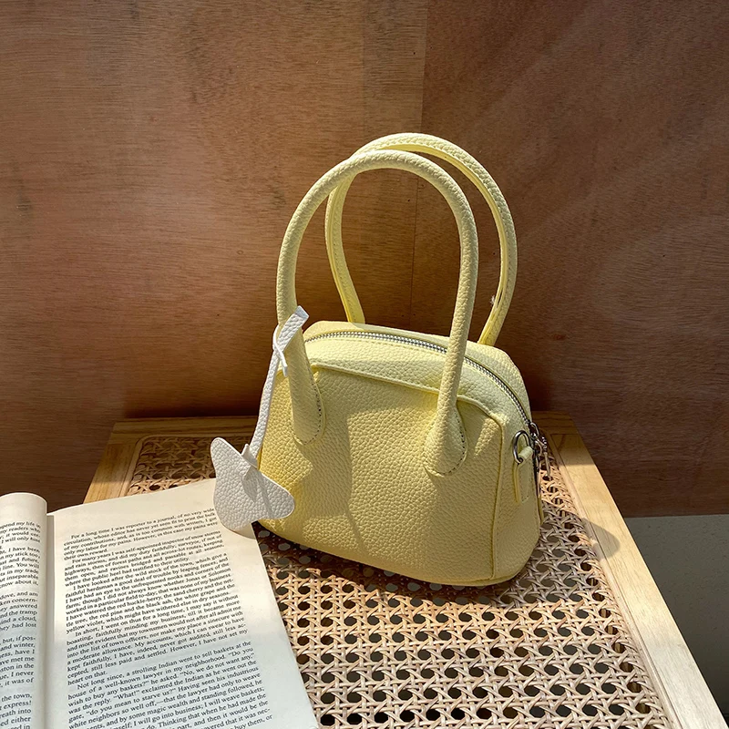 Elegant Lychee Pattern Women Top-handle Bags Solid Color PU Leather Female Shoulder Crossbody Bags Fashion Ladies Purse Handbags