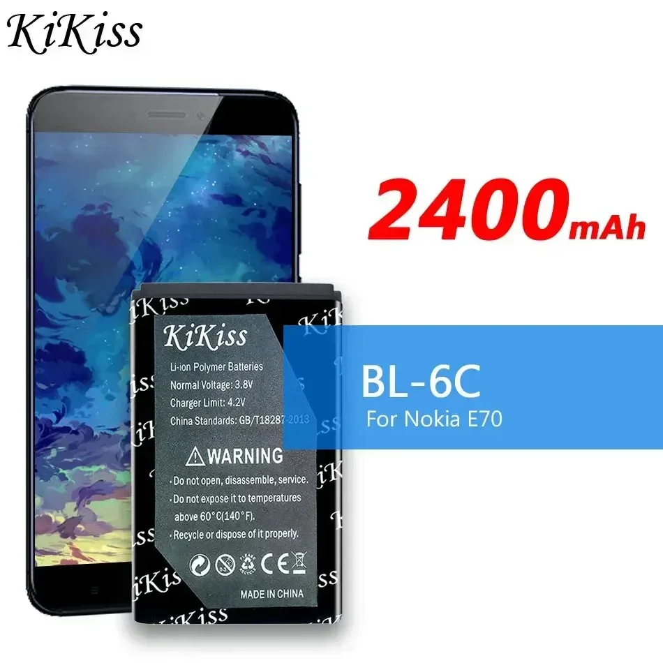 Аккумулятор KiKiss BL-6C 2400 мАч для Nokia QDA+ 2110 2116 2125 2855 2865 6015i 6016i 6019i 6152 6275 E70 6255 Замена Bateria