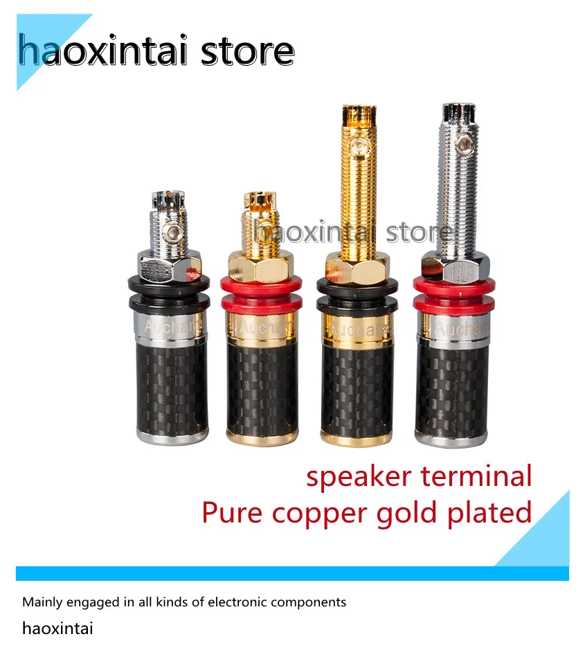 

1pcs Audio terminal hifi fever grade 4N carbon fiber copper pure copper gold-plated rhodium-plated shell speaker short terminal