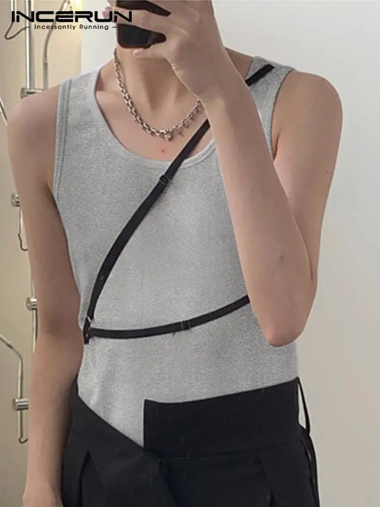 

Майка INCERUN мужская с круглым вырезом, уличная одежда без рукавов в стиле пэчворк, повседневный жилет для фитнеса, модная одежда в Корейском с...