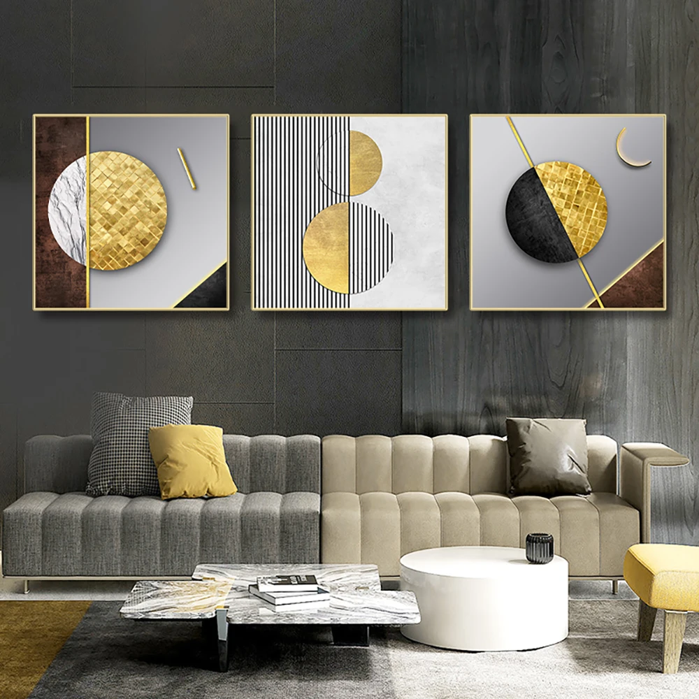 Скандинавский абстрактный Золотой роскошный постер и печать на холсте