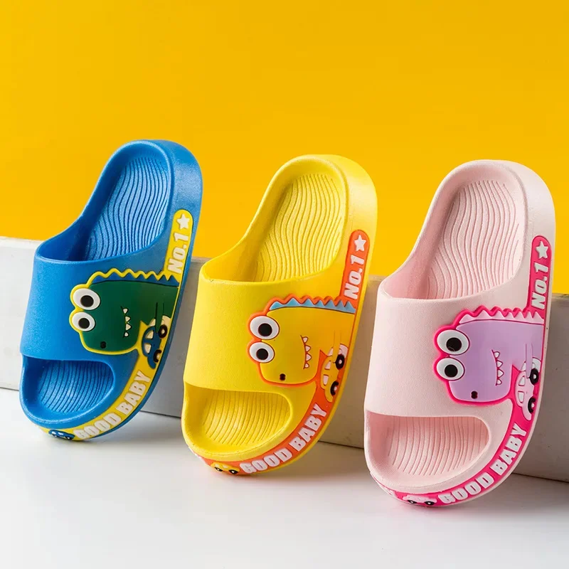 

Тапочки детские с открытым носком, мягкая летняя обувь, мультяшный крокодил, Нескользящие, для дома и ванной комнаты, для мальчиков и девочек