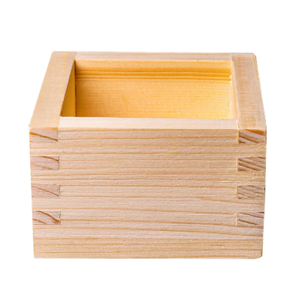 

Square Glasses Sake Wooden Cup Japanese Style Cups 8.2X8.2CM Drinking Box Khaki