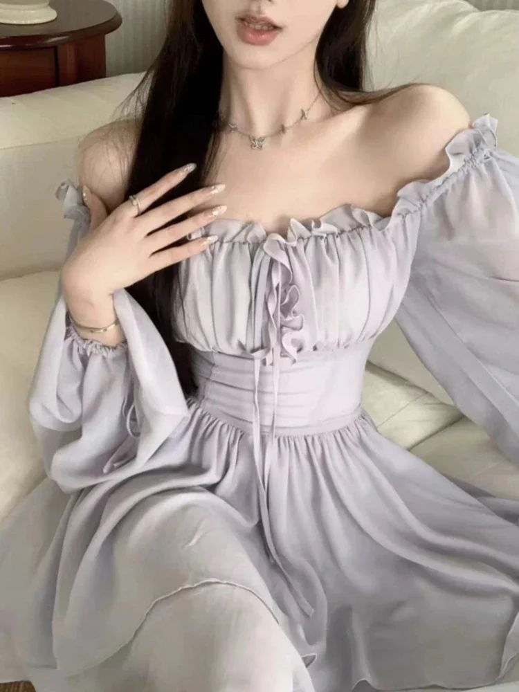 Платье женское в стиле ретро с рукавами-фонариками