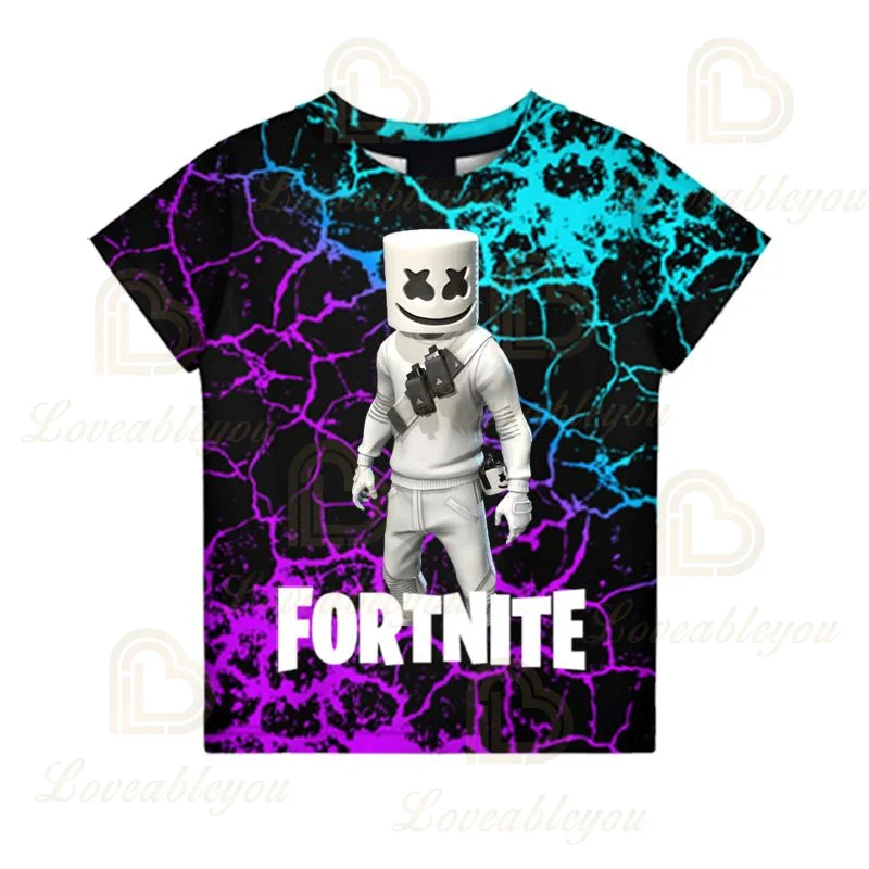 Летняя футболка с 3D-принтом игры Fortnite для мужчин и женщин Детская изображением