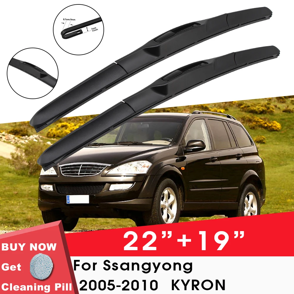 

Car Wiper Blade Front Window Windshield Rubber Wiper For Ssangyong KYRON 2005-2010 22"+19" LHD RHD Car Accessories