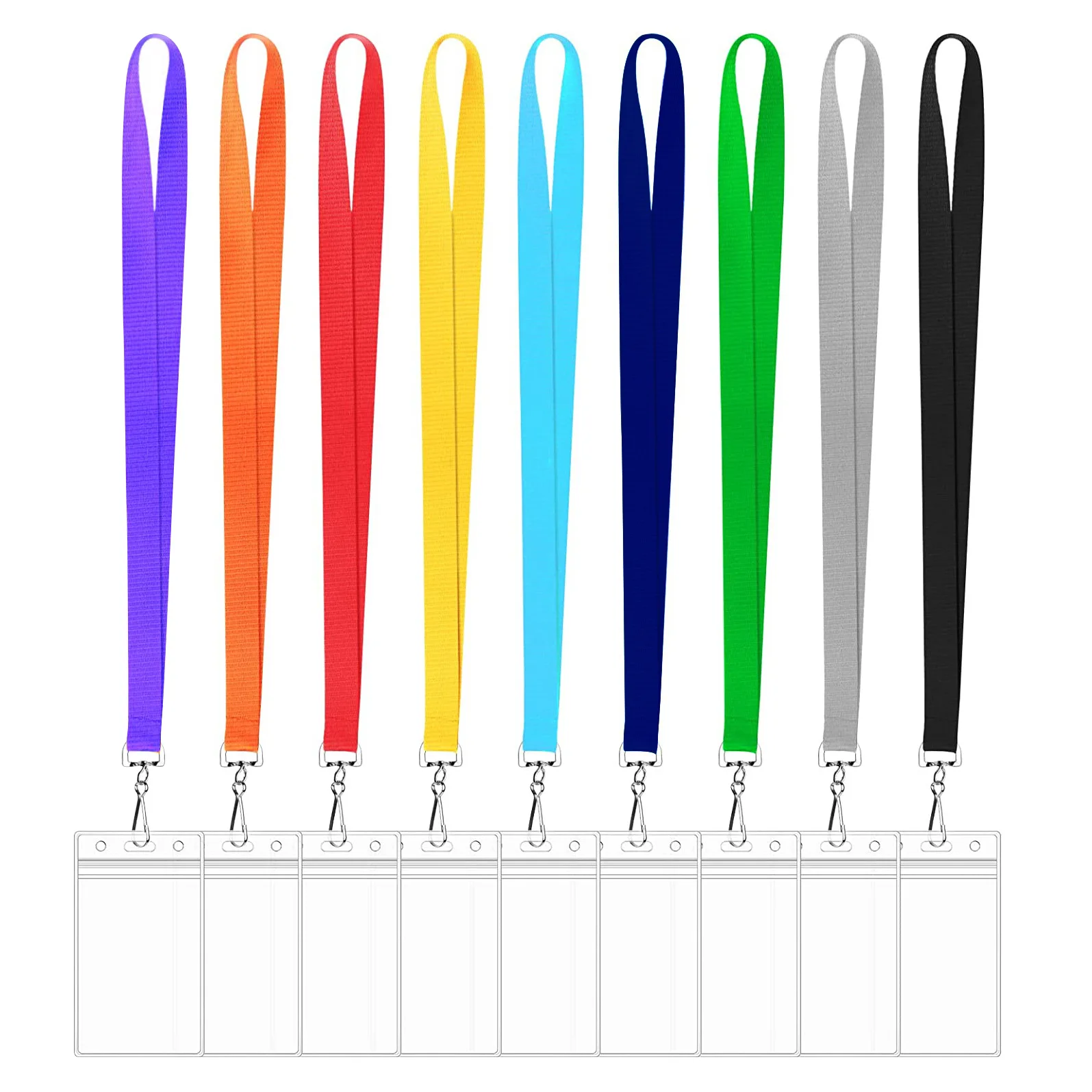 

Unisex ID Business Working Card Holder with Colorful Lanyard PVC Waterproof Badge Card Cover Colored Durable Lanyard Card Holder