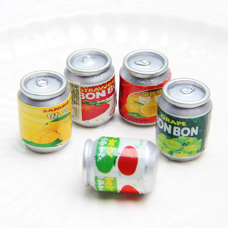 

10Pcs Simulation Mini Cute Stereo Can Drink Bottle Korean Style Juice Ornament Micro Landscape Doll House Decor DIY Accessories