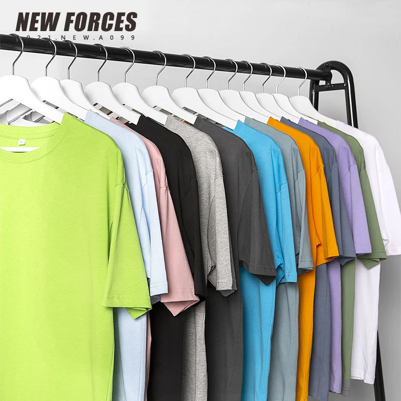 Basic Solid Color T shirts For Men Korean Tops Man Casual Tshirts 2022 Summer 100% Cotton Tops Tees Brand Couple Women T-shirts