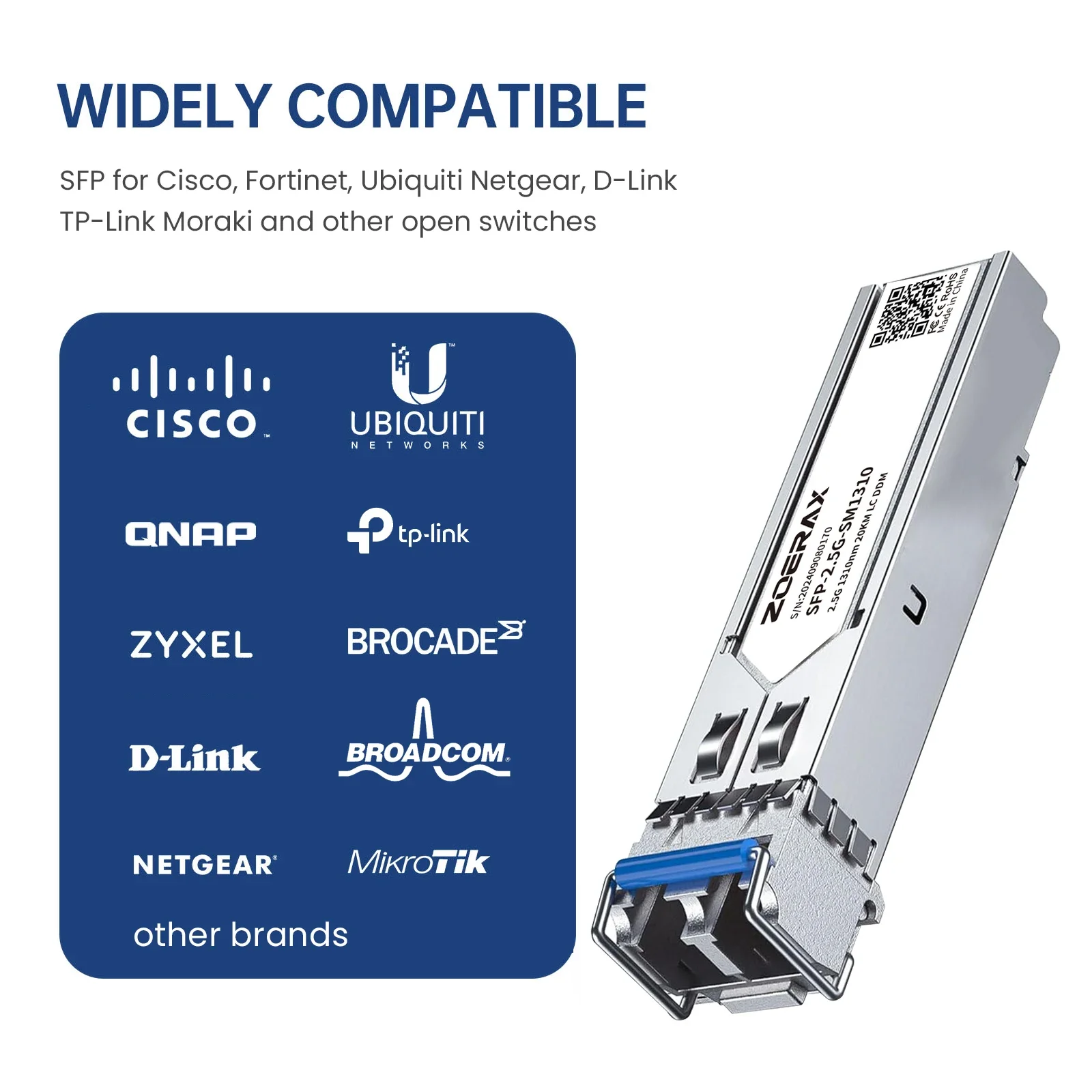 Фото Модуль трансивера ZoeRax 2.5G SFP, одномодовый, LC Duplex, 1310 нм, до 20 км, с поддержкой DDM, широко совместим с Cisco, TP-Link №4