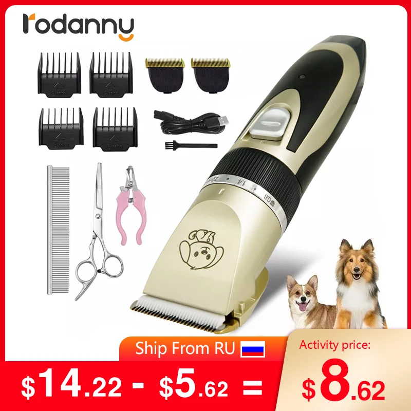 

Rodanny Pet Hair Clippers Grooming Set Haircut Trimmer Shaver USB Rechargeable Low-Noise Dog Clippers Professional