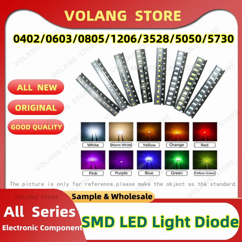 

100pcs/LOT 0402 0603 0805 1206 1210 3528 5050 5730 SMD LED Red Yellow Green White Blue Emitting Diode CHIP Clear LED Light Brigh