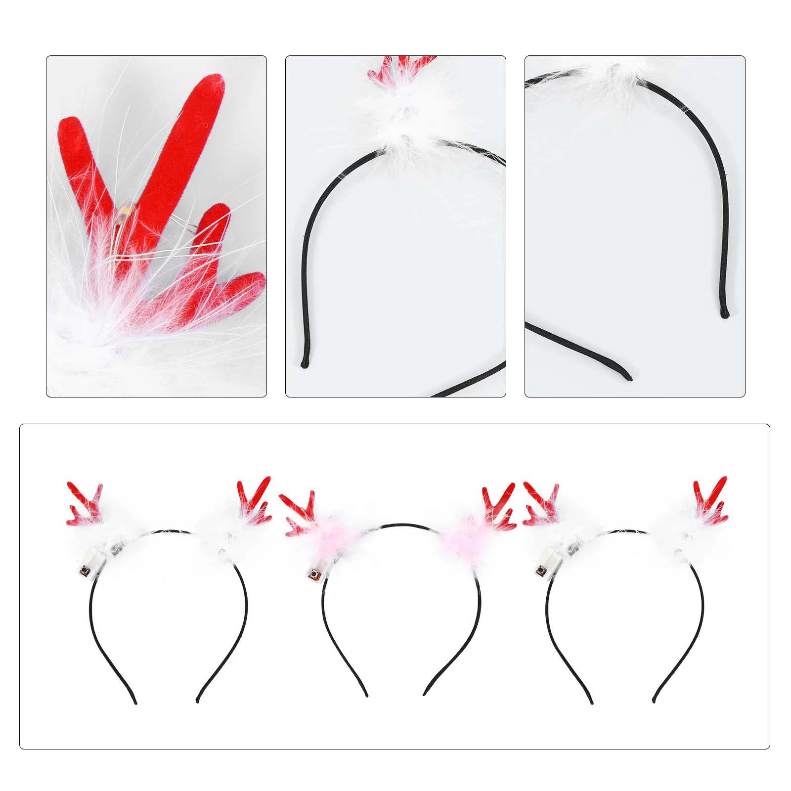 

3 Headbands Christmas Decorative Antlers Headpiece Hair for Kids Adults