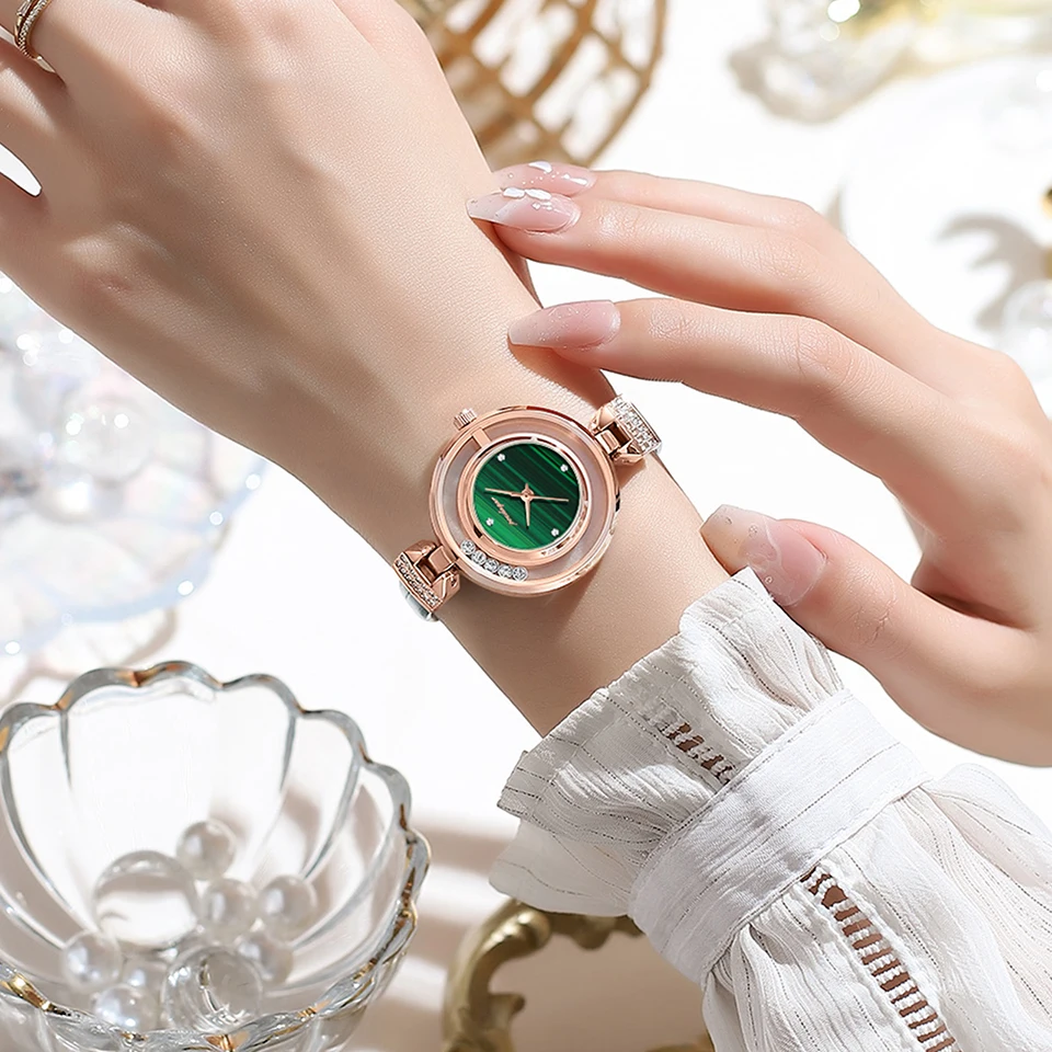 POEDAGAR Luxury Watch Women Ring Necklace Earrings Rhinestone Fashion Wristwatch Female Casual Ladies Watches Bracelet Set Clock