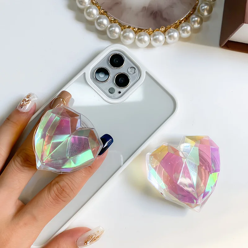 

INS Korea 3D Laser Geometric Love Phone Holder Griptok Support for IPhone Samsung Grip Tok Folding Handband Finger Stand
