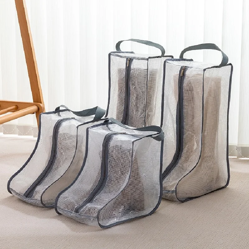 

Luggage Travel Waterproof Plastic Portable Bag Shoe Storage Bags Reusable Cabinet Organizers Cover Boots Dustproof Zipper Pouch
