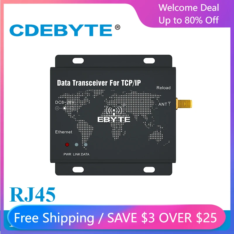 

CDEBYTE LoRa SX1268 Ethernet беспроводной модем 868 МГц 915 МГц 30 дБм 10 км E90-DTU(900SL30-ETH)-V2.0 Прозрачная передача